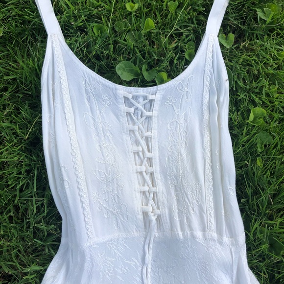 ❤️SOLD ON DEPOP❤️ Vintage 90s Fairy Boho Maxi Corset Sun Dress Fairycore - Picture 2 of 6